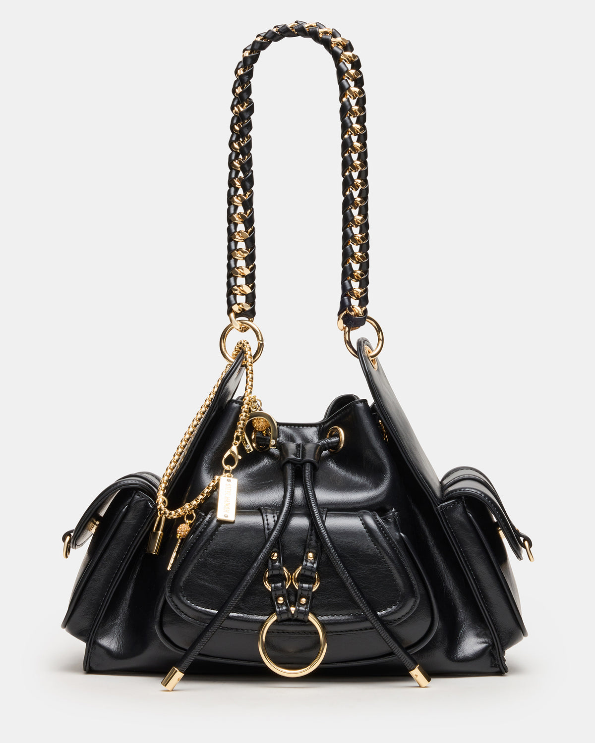 DRU Bag Black Hobo Shoulder Strap Chain Strap Handbag | Steve Madden Sale