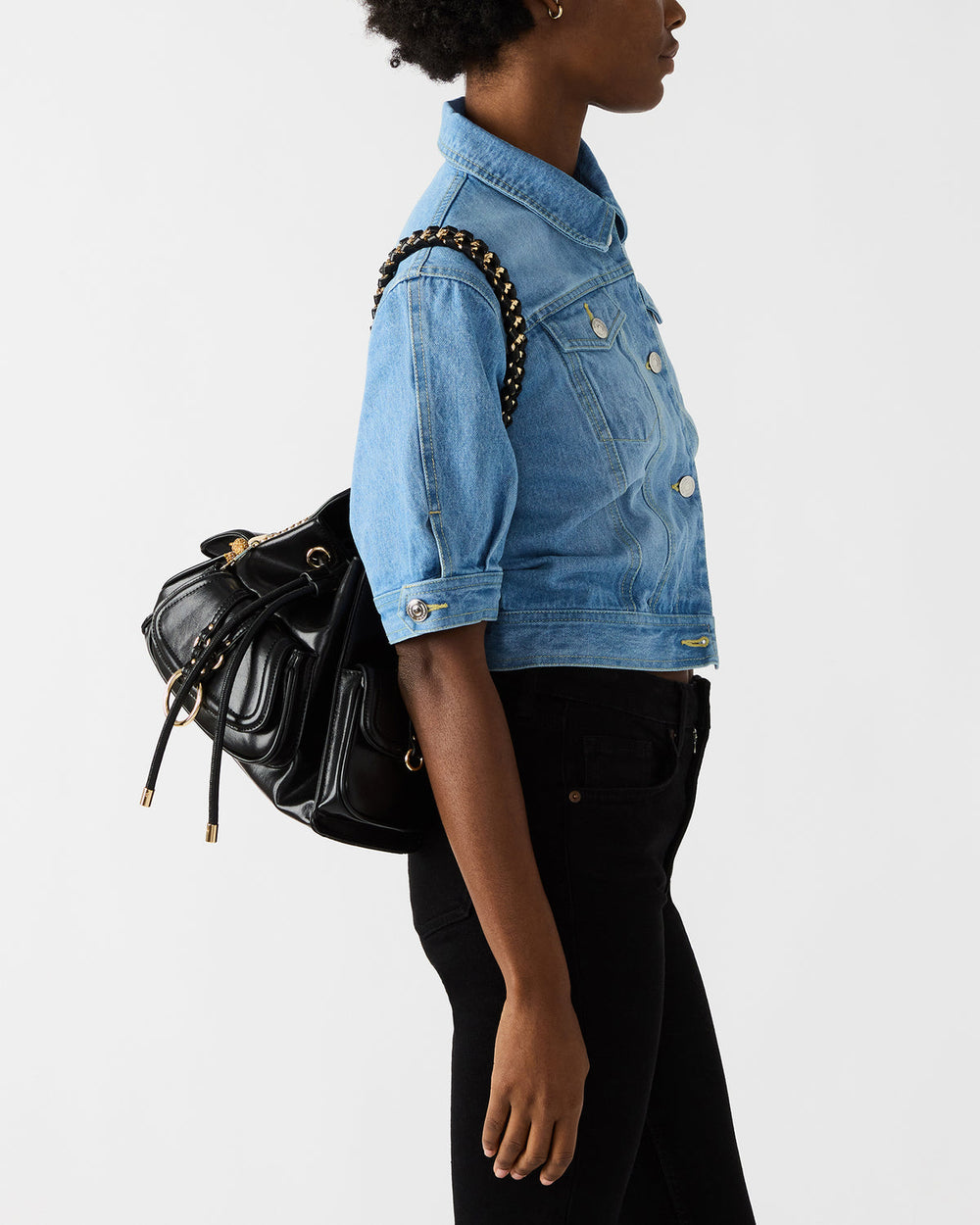 DRU Bag Black Hobo Shoulder Strap Chain Strap Handbag | Steve Madden Sale