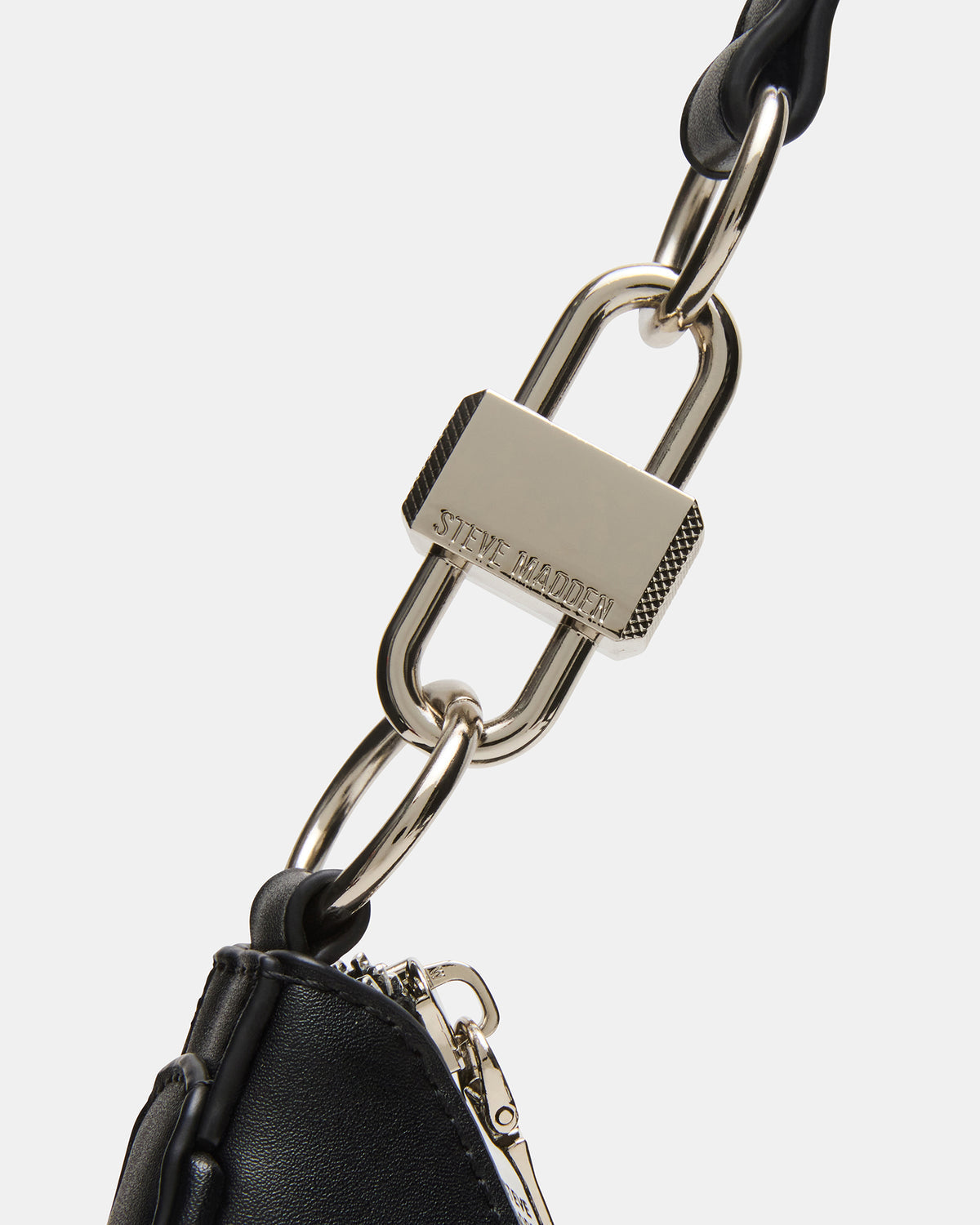 LOHAN Bag Black Structured Hobo Shoulder Handbag | Steve Madden on Sale