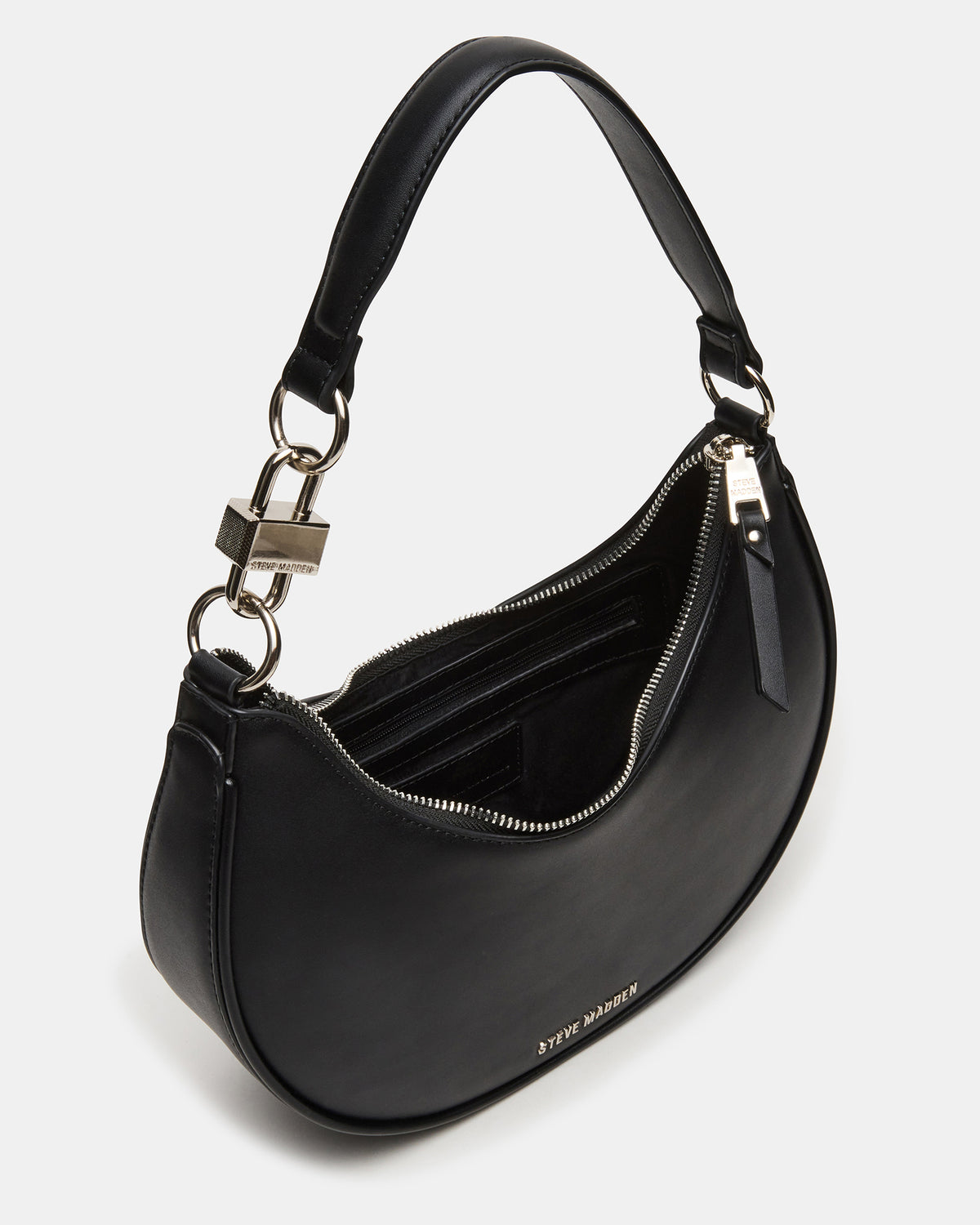 LOHAN Bag Black Structured Hobo Shoulder Handbag | Steve Madden on Sale