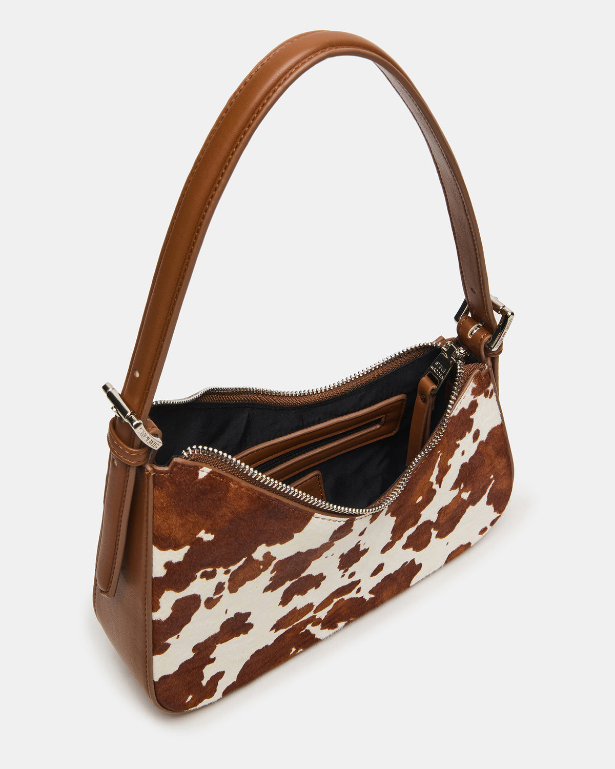 SMITH Bag Brown Cow Print Asymmetric Shoulder Handbag | Steve Madden near me