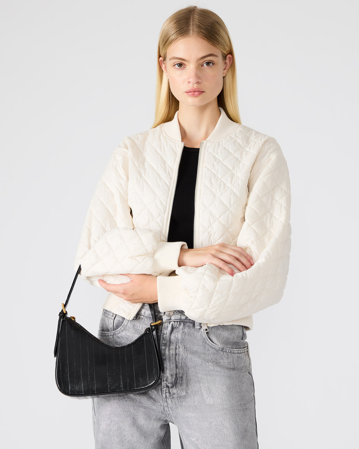 SMITH Bag Black Eel Asymmetric Shoulder Handbag | Steve Madden discount