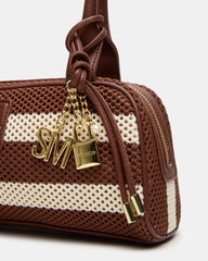 LAGUNE Bag Chocolate Multi Elongated Straw Shoulder Strap Handbag | Steve Madden on Sale