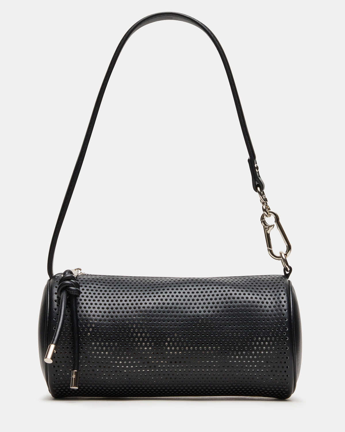 PRIYA Perforated Bag Black Mini Barrel Shoulder Handbag | Steve Madden discount