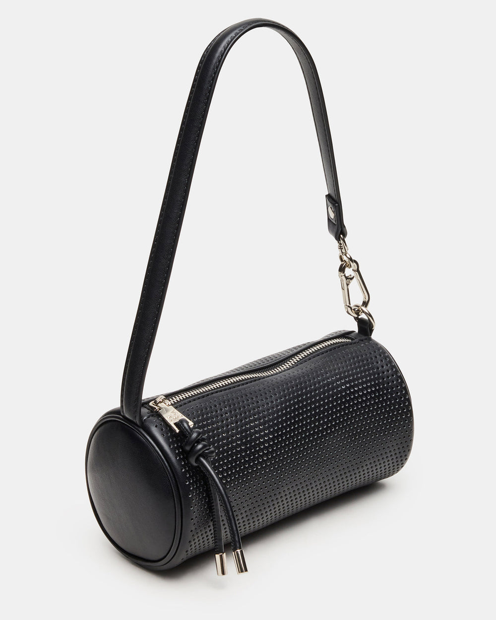 PRIYA Perforated Bag Black Mini Barrel Shoulder Handbag | Steve Madden discount