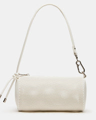 PRIYA Perforated Bag White Mini Barrel Shoulder Handbag | Steve Madden online