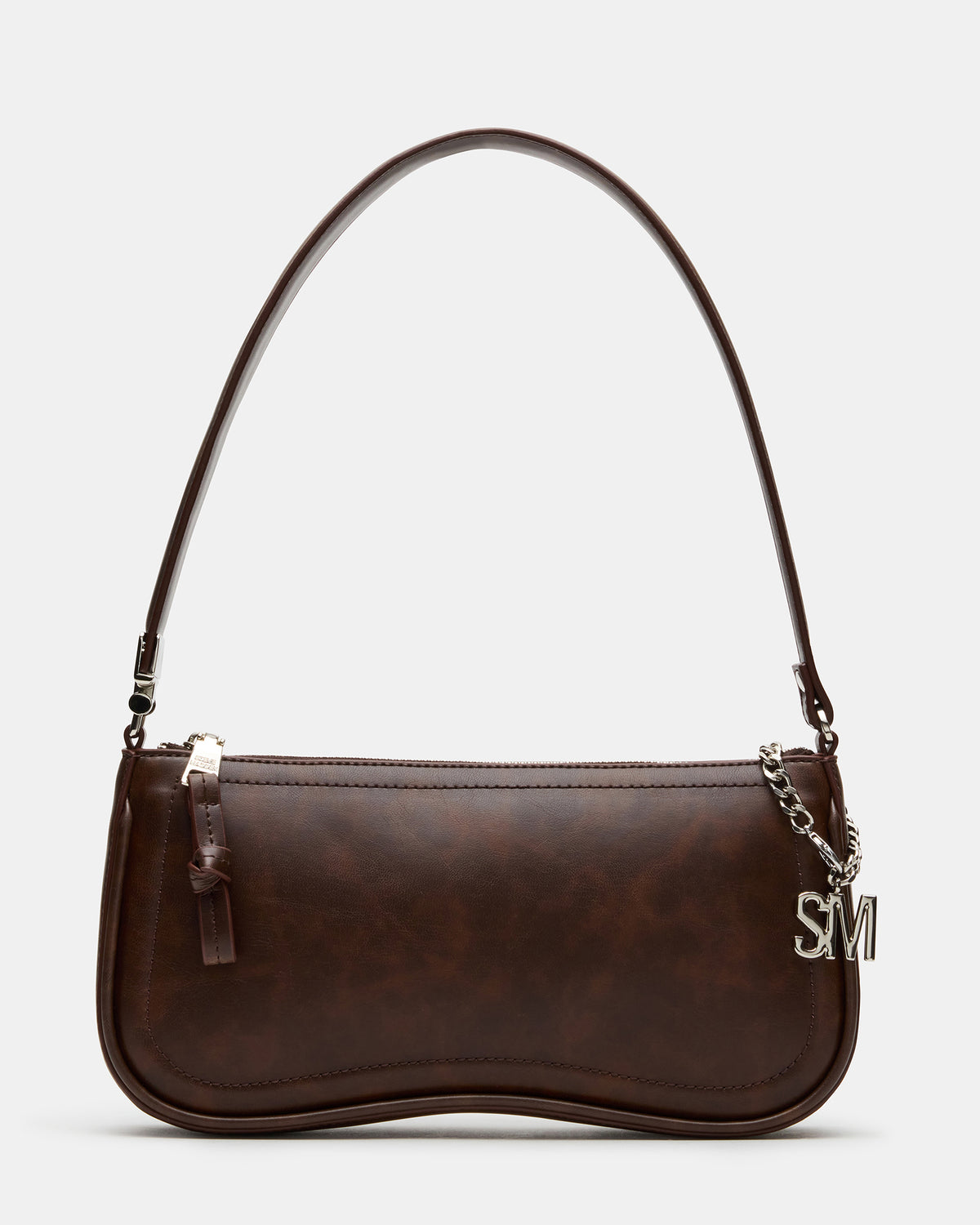 ANGEL Bag Brown Distressed Top-Zipper Structured Shoulder Strap Handbag | Steve Madden US