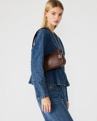 ANGEL Bag Brown Distressed Top-Zipper Structured Shoulder Strap Handbag | Steve Madden US