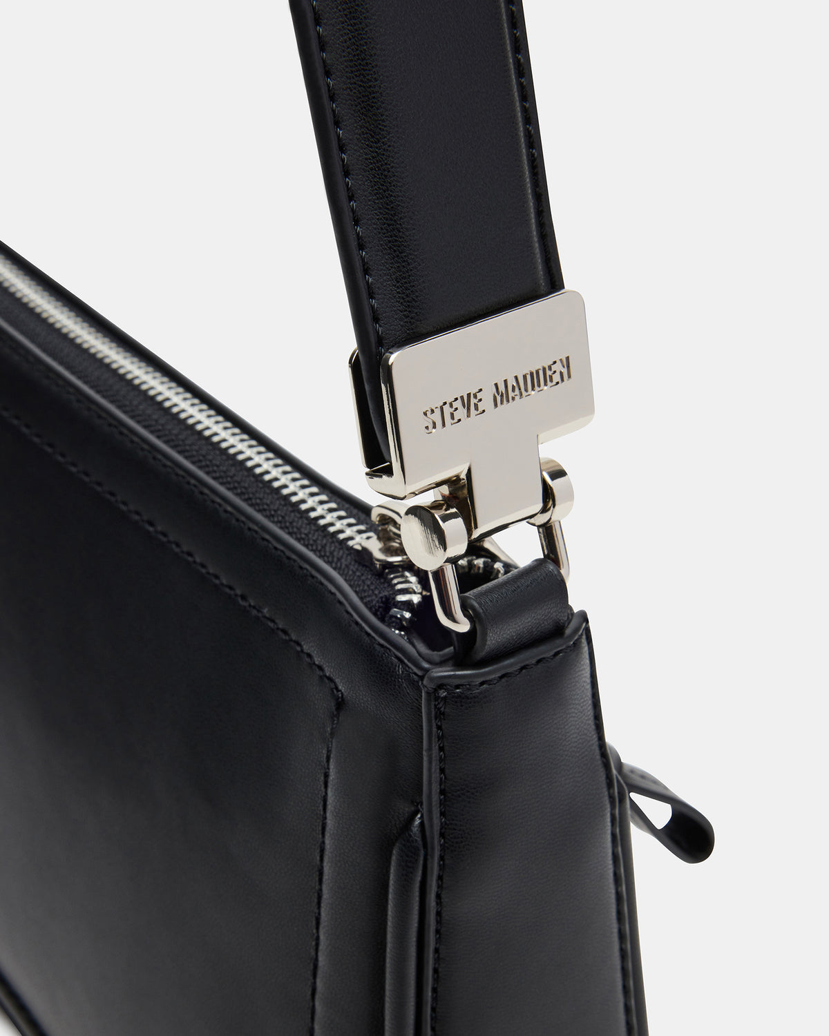 ANGEL Bag Black Top-Zipper Structured Shoulder Strap Handbag | Steve Madden outlet