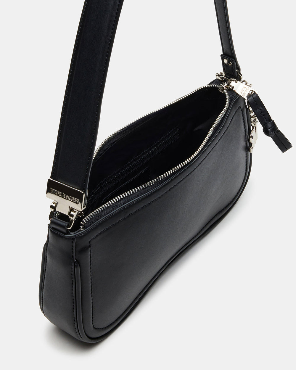 ANGEL Bag Black Top-Zipper Structured Shoulder Strap Handbag | Steve Madden outlet