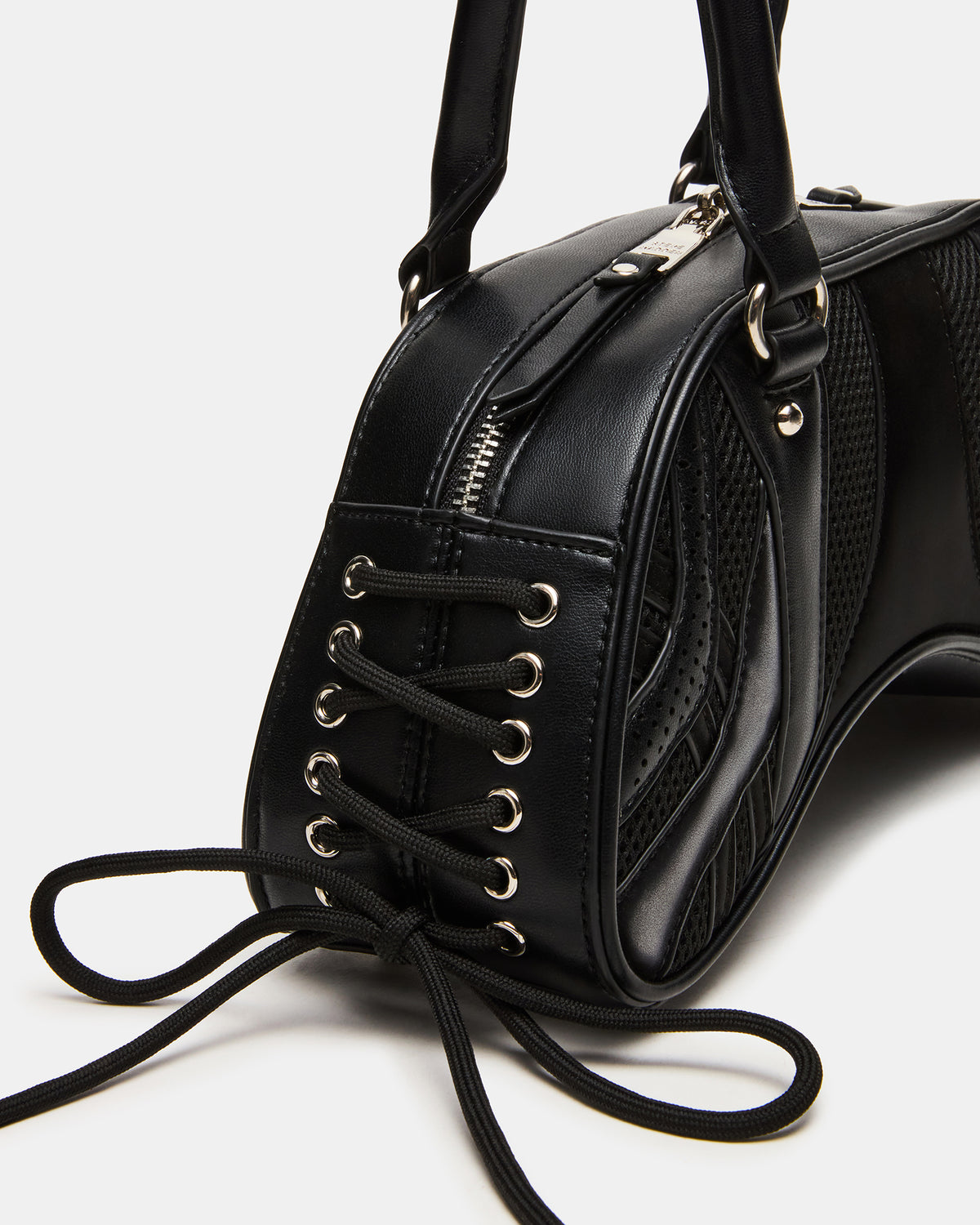 KODY Bag Black Lace-Up Buckle Shoulder Strap Handbag | Steve Madden US
