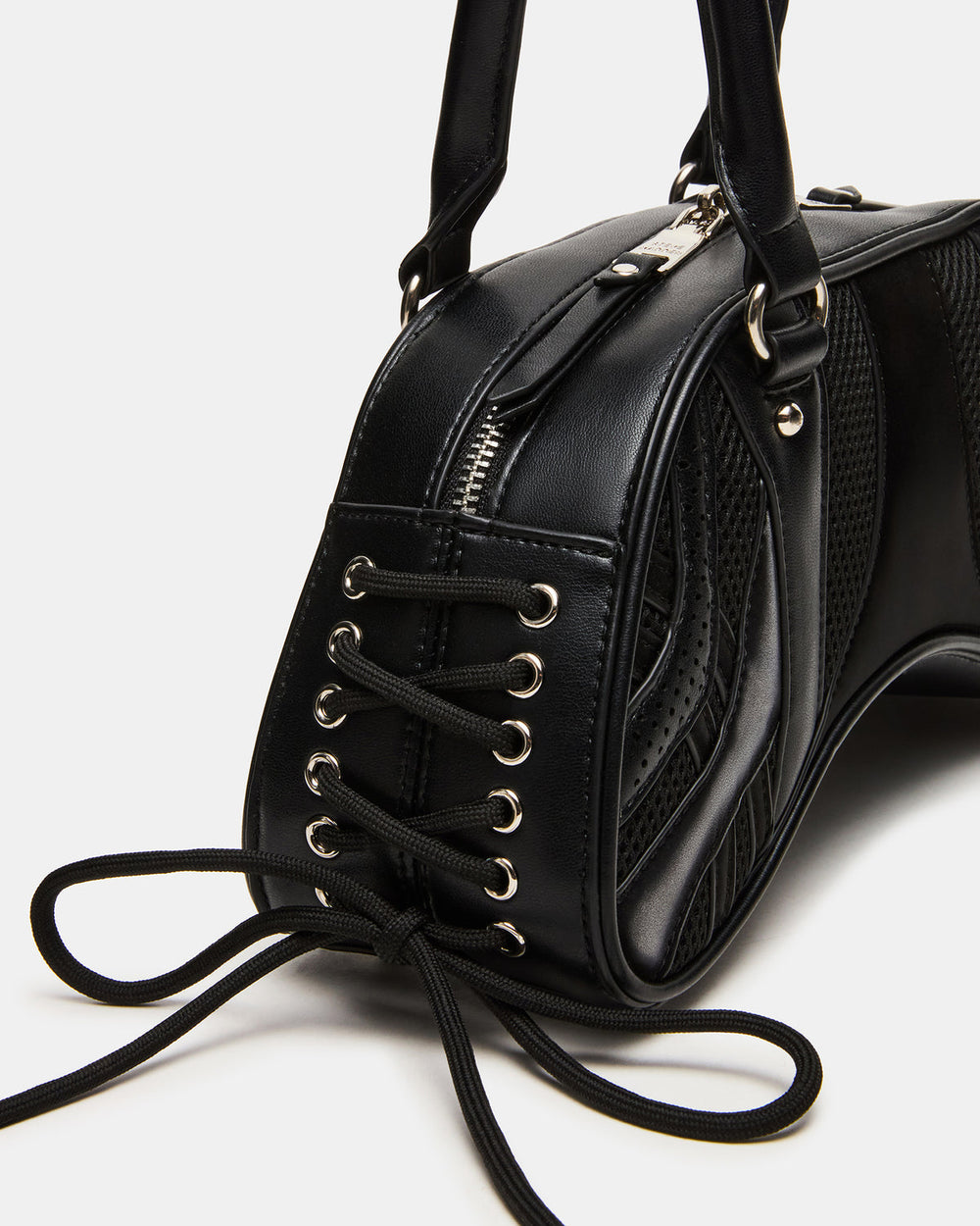 KODY Bag Black Lace-Up Buckle Shoulder Strap Handbag | Steve Madden US