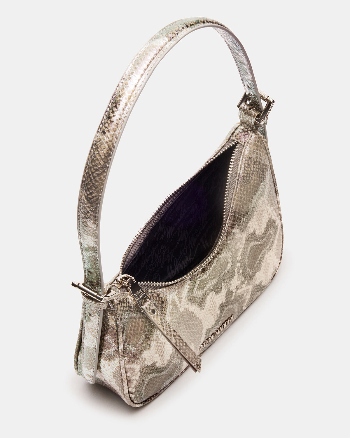 SMITH Bag Silver Snake Asymmetric Shoulder Handbag | Steve Madden for Sale