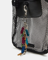 MAKIA Black Women's Crystal Rhinestone Shoulder Strap Net Tote Handbag | Steve Madden online
