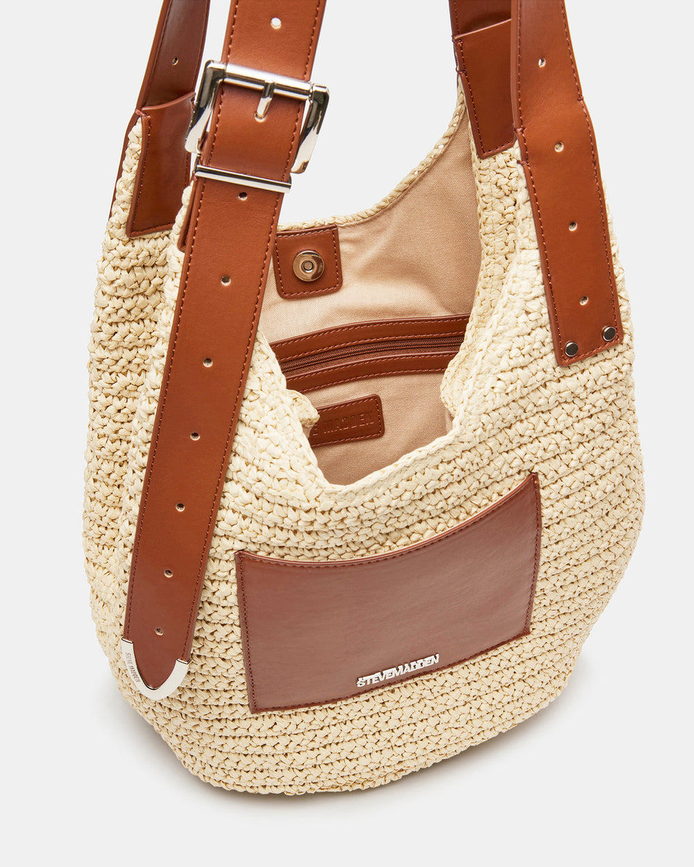 HIPPEE Cognac Multi Women's Belt Tip Buckle Shoulder Strap Bag | Steve Madden outlet