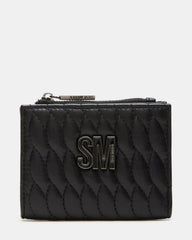 BAZAR Wallet Black Quilted Top-Zipper Button-Snap Mini Wallet | Steve Madden for Sale