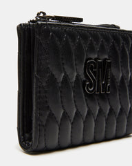 BAZAR Wallet Black Quilted Top-Zipper Button-Snap Mini Wallet | Steve Madden for Sale