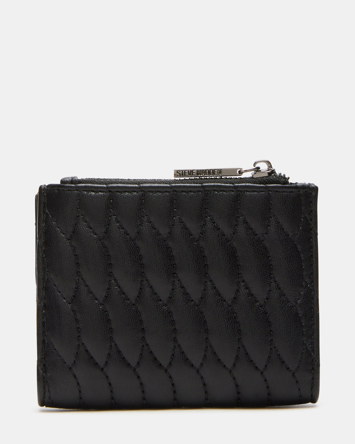 BAZAR Wallet Black Quilted Top-Zipper Button-Snap Mini Wallet | Steve Madden for Sale