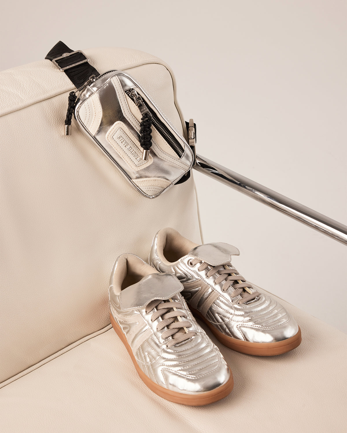MADRIDD Belt Bag Silver | Women's Handbags | Steve Madden on Sale