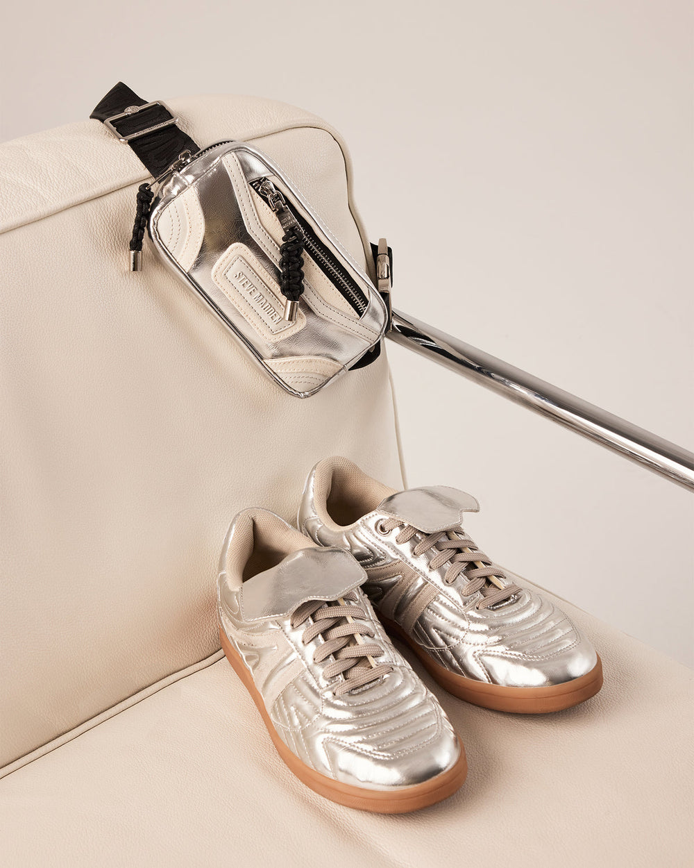 MADRIDD Belt Bag Silver | Women's Handbags | Steve Madden on Sale