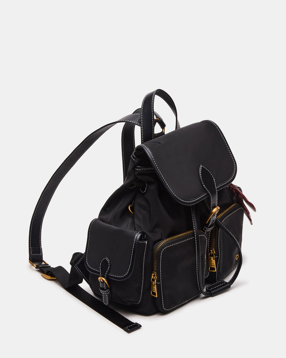 STUDIO Bag Black Nylon Cargo Pocket Drawstring Women's Backpack Handbag | Steve Madden near me