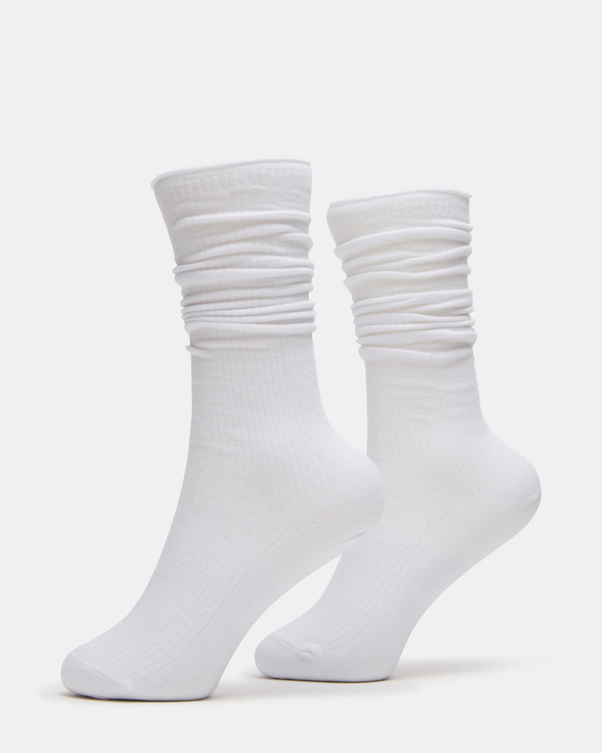 2 PACK RIB SLOUCH SOCKS WHITE Women's Ribbed Quarter Socks | Steve Madden online