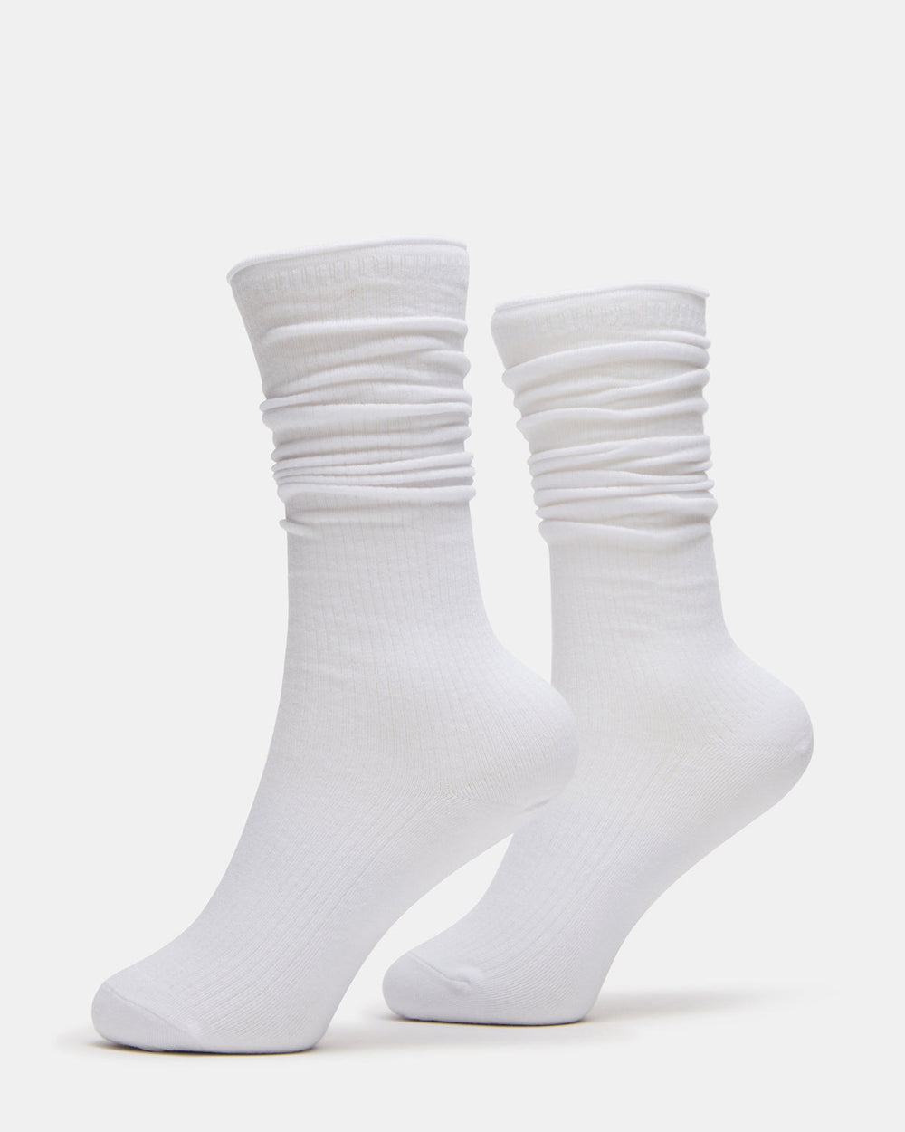 2 PACK RIB SLOUCH SOCKS WHITE Women's Ribbed Quarter Socks | Steve Madden online