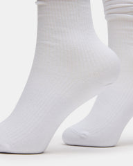 2 PACK RIB SLOUCH SOCKS WHITE Women's Ribbed Quarter Socks | Steve Madden online