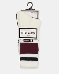 IVY 2 PACK STRIPE ATHLEISURE SOCKS Cherry Women's Stripe Athletic Socks | Steve Madden US