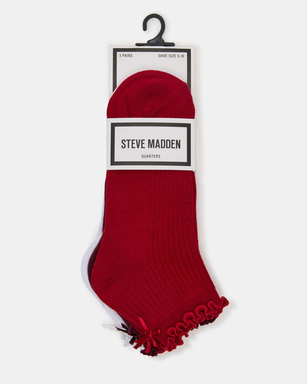 3 PACK MELODY LETTUCE EDGE BOW SOCKS RED MULTI Women's Bow Anklet Socks | Steve Madden near me