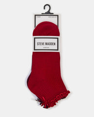 3 PACK MELODY LETTUCE EDGE BOW SOCKS RED MULTI Women's Bow Anklet Socks | Steve Madden near me