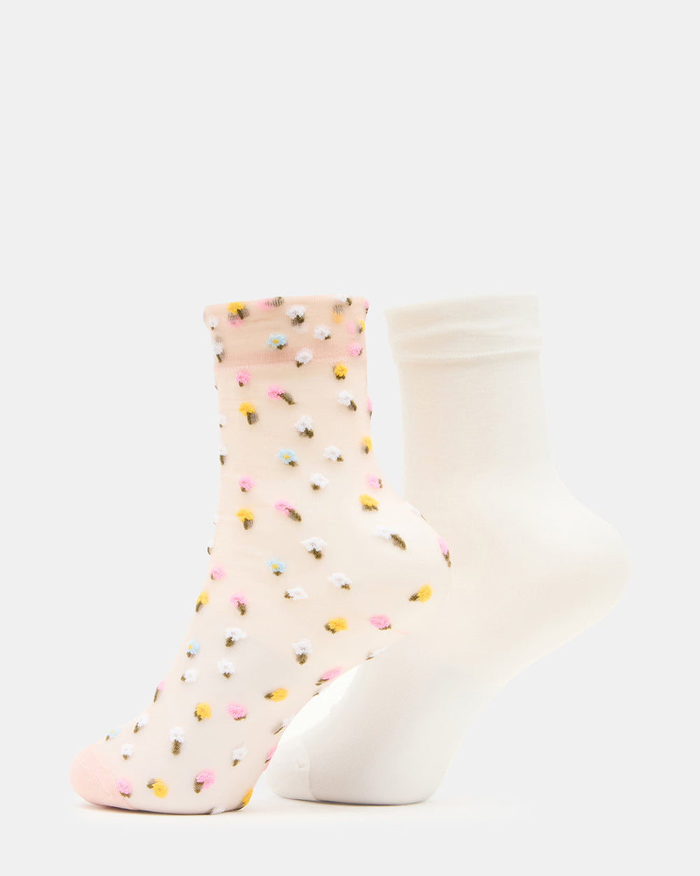 2 WILDFLOWER PACK TULLE SOCKS BLUSH Women's Anklet Socks | Steve Madden on Sale
