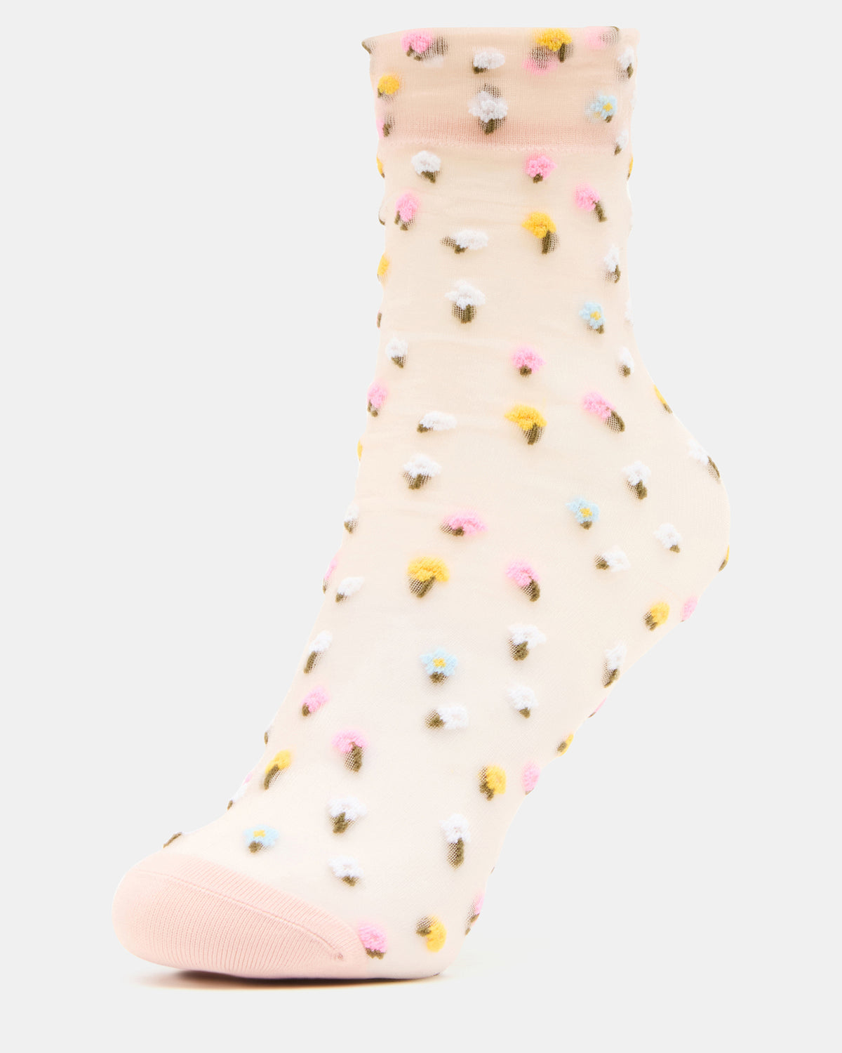 2 WILDFLOWER PACK TULLE SOCKS BLUSH Women's Anklet Socks | Steve Madden on Sale