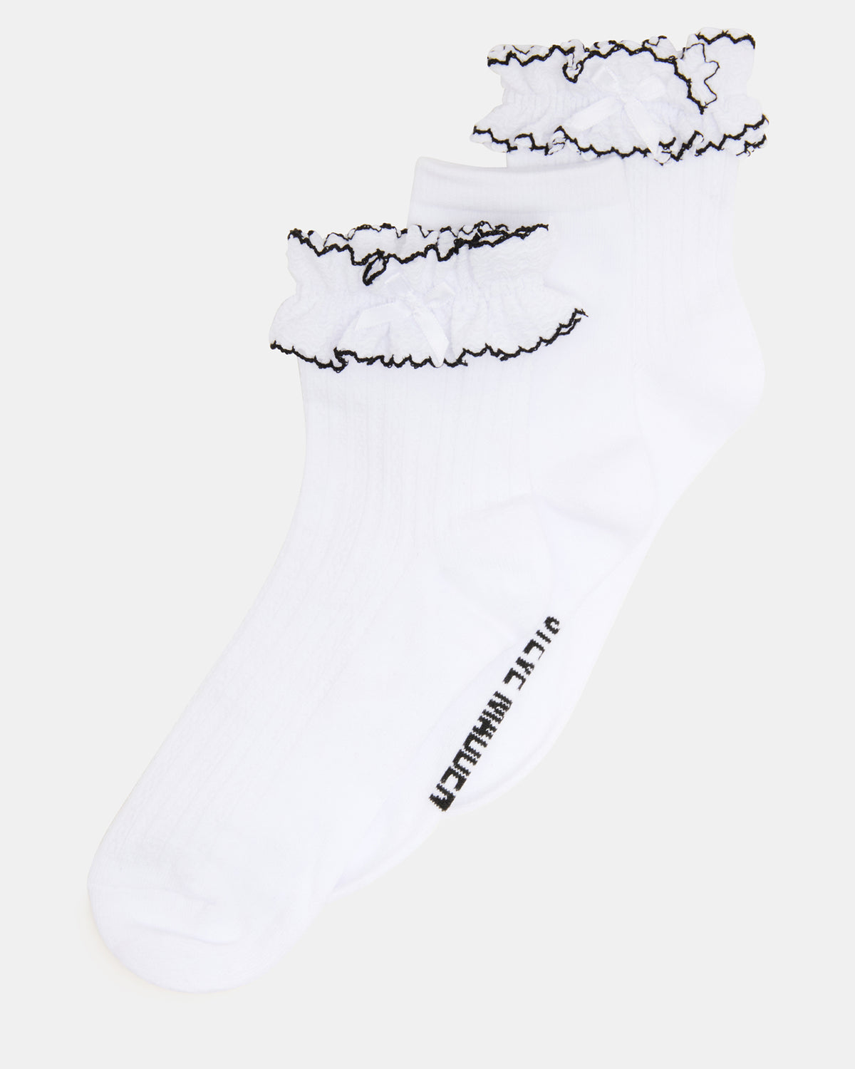 2 PACK AVA RUFFLE SOCKS WHITE Women's Double Ruffle Edge Anklet Socks | Steve Madden discount