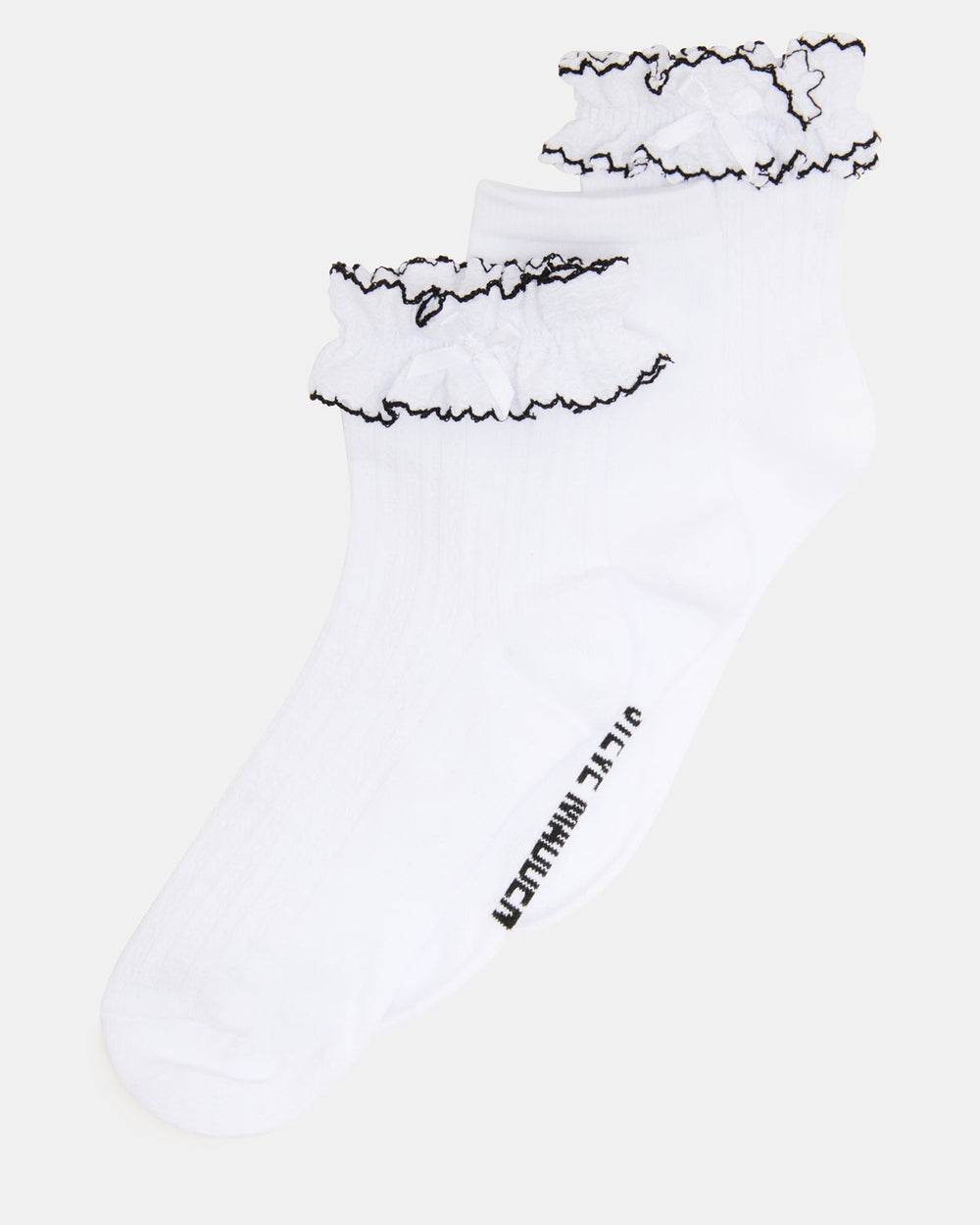 2 PACK AVA RUFFLE SOCKS WHITE Women's Double Ruffle Edge Anklet Socks | Steve Madden discount