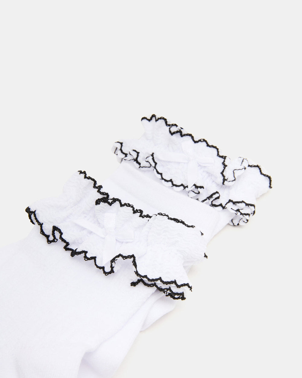 2 PACK AVA RUFFLE SOCKS WHITE Women's Double Ruffle Edge Anklet Socks | Steve Madden discount