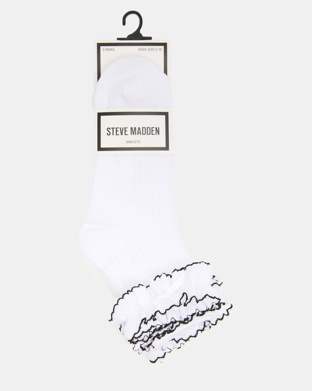 2 PACK AVA RUFFLE SOCKS WHITE Women's Double Ruffle Edge Anklet Socks | Steve Madden discount