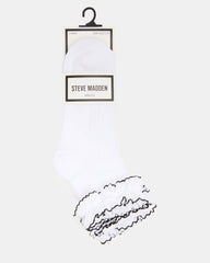 2 PACK AVA RUFFLE SOCKS WHITE Women's Double Ruffle Edge Anklet Socks | Steve Madden discount