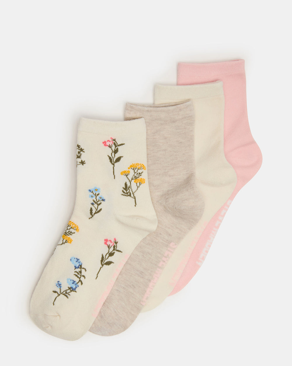 4 BLOOM PACK FLOWER SOCKS IVORY MULTI Women's Anklet Socks | Steve Madden online