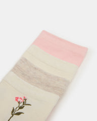 4 BLOOM PACK FLOWER SOCKS IVORY MULTI Women's Anklet Socks | Steve Madden online