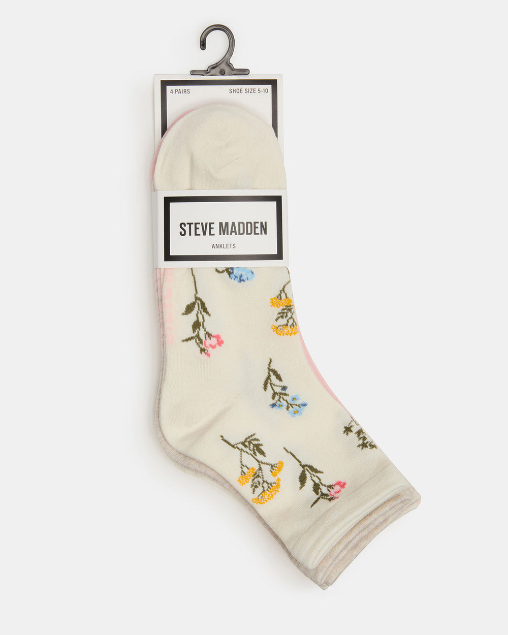 4 BLOOM PACK FLOWER SOCKS IVORY MULTI Women's Anklet Socks | Steve Madden online