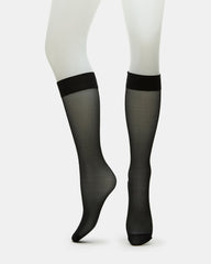 3 Pack Sheer Knee High Women's Mesh Socks Black | Steve Madden Sale
