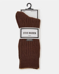 2 PACK CABLE TEXTURE BOOT SOCKS BROWN Women's Textured Quarter Book Socks | Steve Madden for Sale
