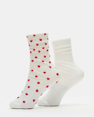 2 Pack Heart Sheer Tulle Women's Anklet Socks White | Steve Madden near me