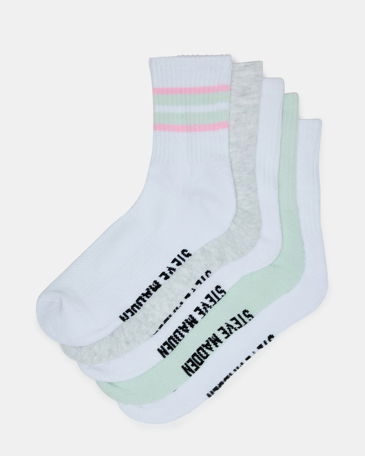 5 PACK STRIPED SOCKS White Multi Women's Stripe Athletic Socks | Steve Madden Sale