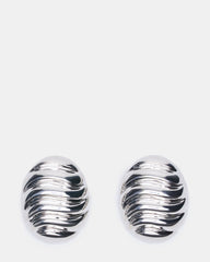 GROOVED CIRCULAR STUD EARRINGS SILVER Women's Sculpted Grooved Stud Earrings | Steve Madden outlet