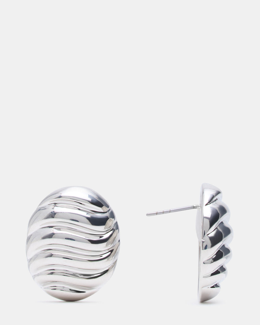 GROOVED CIRCULAR STUD EARRINGS SILVER Women's Sculpted Grooved Stud Earrings | Steve Madden outlet