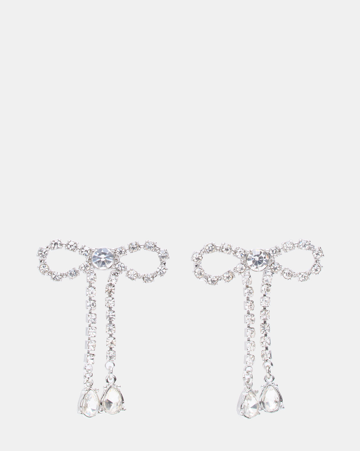 RHINESTONE BOW EARRINGS SILVER Women's Embellished Bow Post-Back Earrings | Steve Madden near me