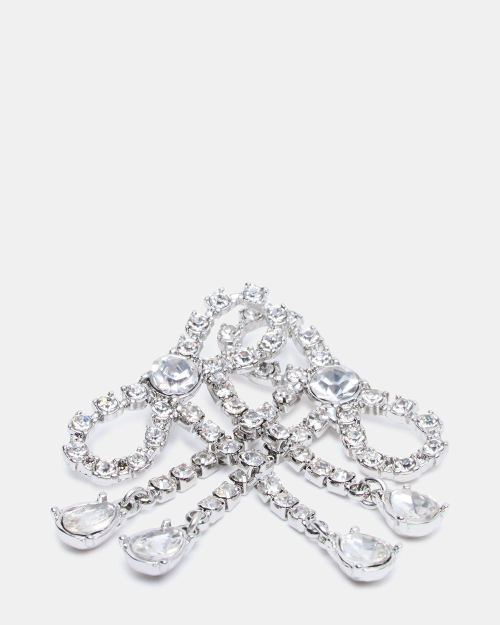 RHINESTONE BOW EARRINGS SILVER Women's Embellished Bow Post-Back Earrings | Steve Madden near me