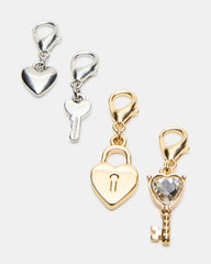 LOCK CHARM ANKLET SET Women's Lock Chain Multi Anklet Set | Steve Madden online